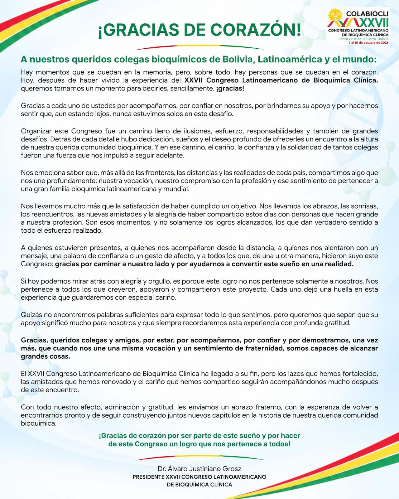 Mensaje del Presidente: ¡Gracias de corazón!