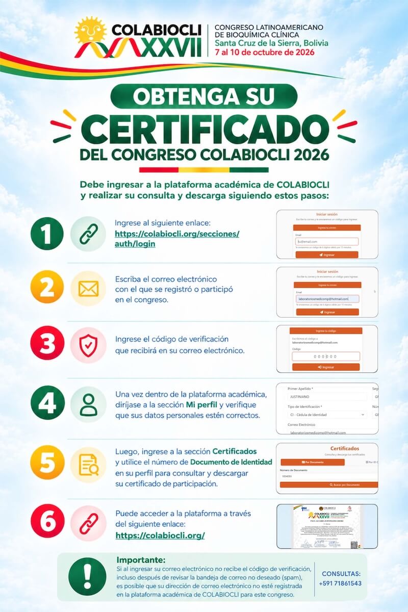 Descarga tu certificado de participación del COLABIOCLI 2026