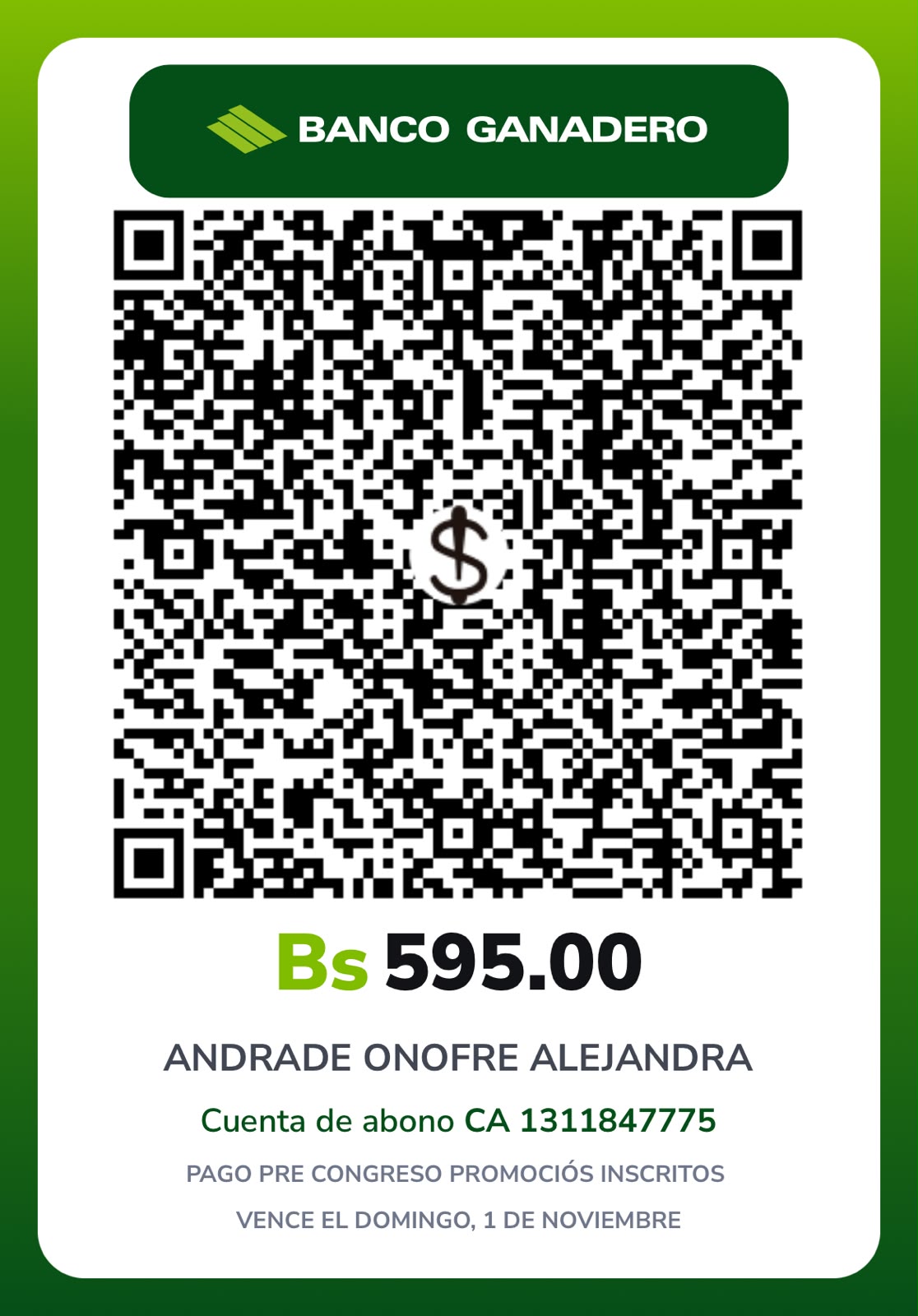 QR Pago Curso Pre-Congreso — Opción 1